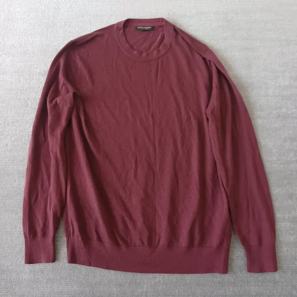 Banana Republic Merino Wool Sweater Mens M Burgundy Lightweight Stretch‎ Casual
